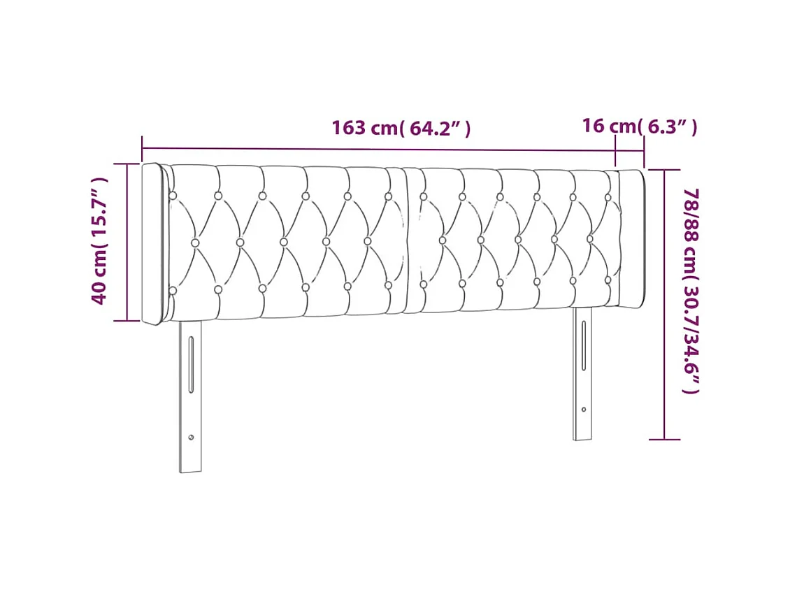 Hoofdbord LED 163x16x78/88 cm fluweel donkergroen