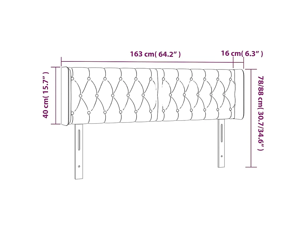 LED Kopfteil Dunkelgrün 163x16x78/88 cm Samt