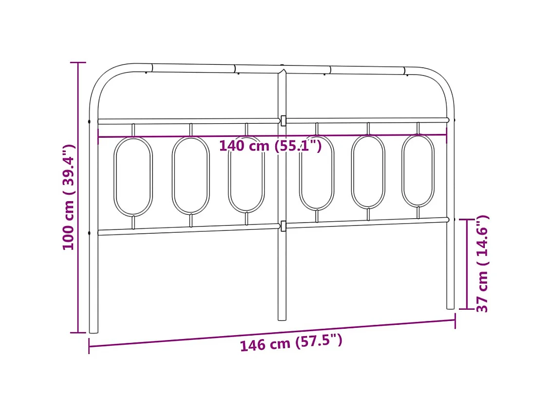 Testiera in Metallo Bianco 140 cm