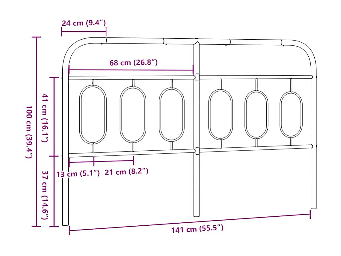 Tête de lit de remplacement métal blanc 140 cm