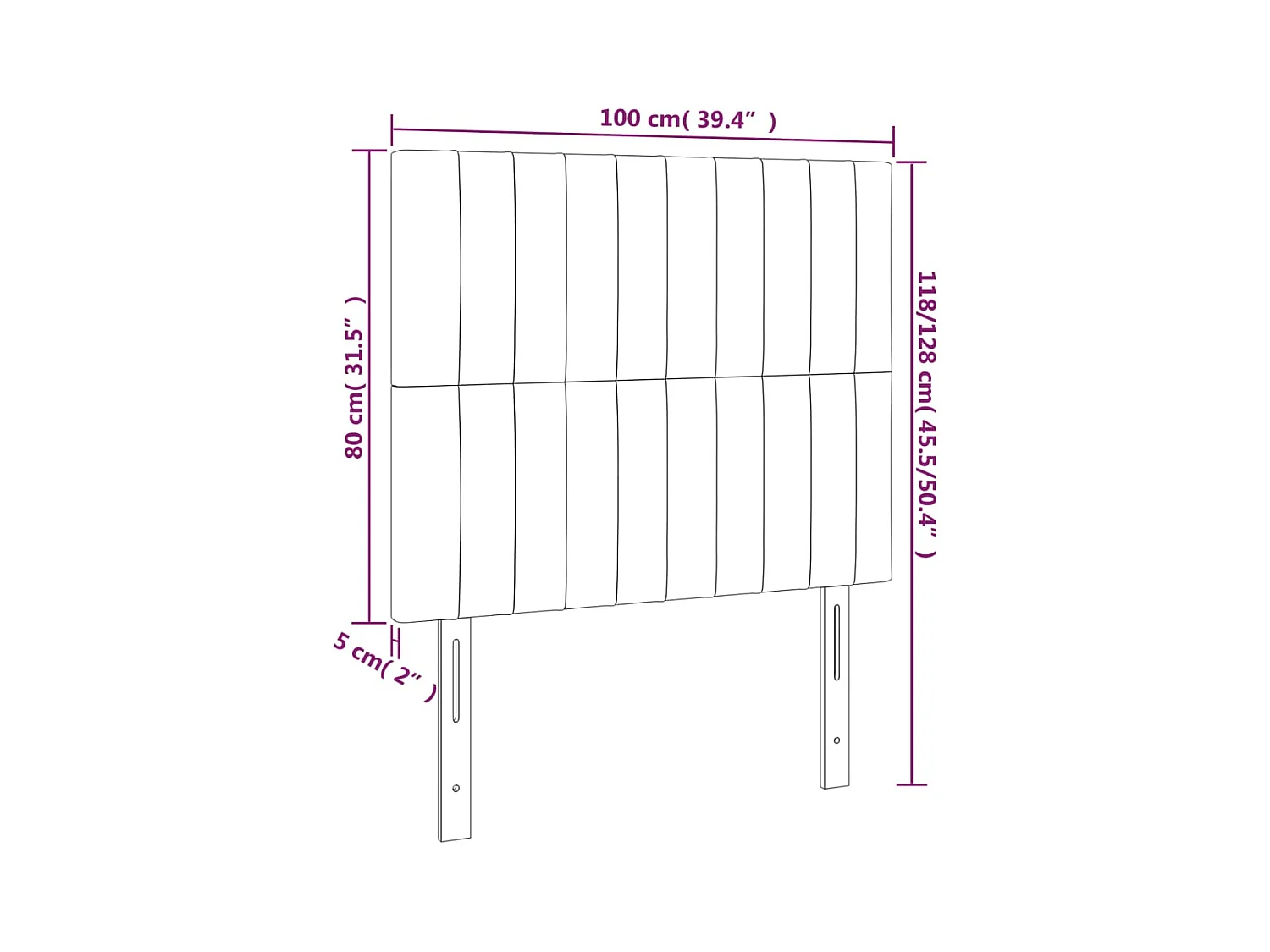 Hoofdborden 2 st 100x5x78/88 cm stof crèmekleurig