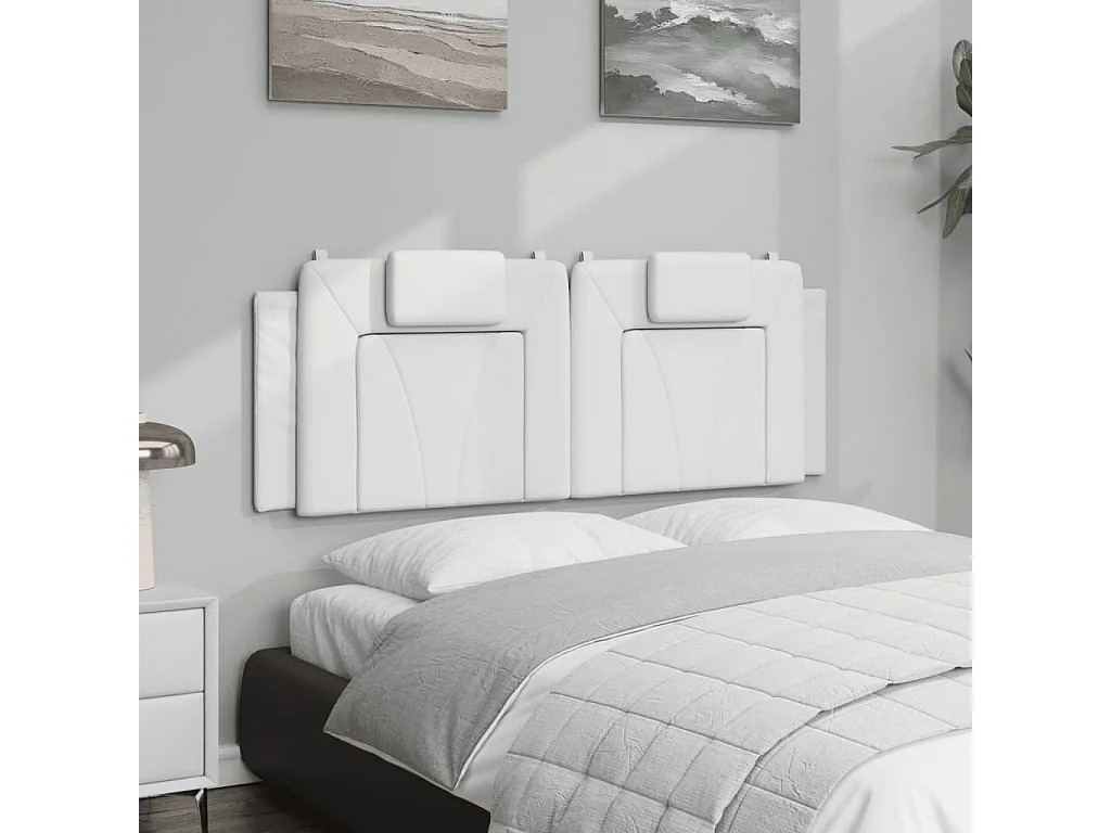 Coussin de tête de lit Viana blanc 140 cm similicuir