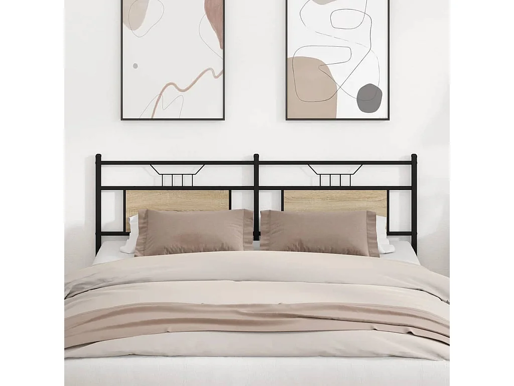 Cabeceira de cama 180 cm derivados madeira/aço carvalho sonoma