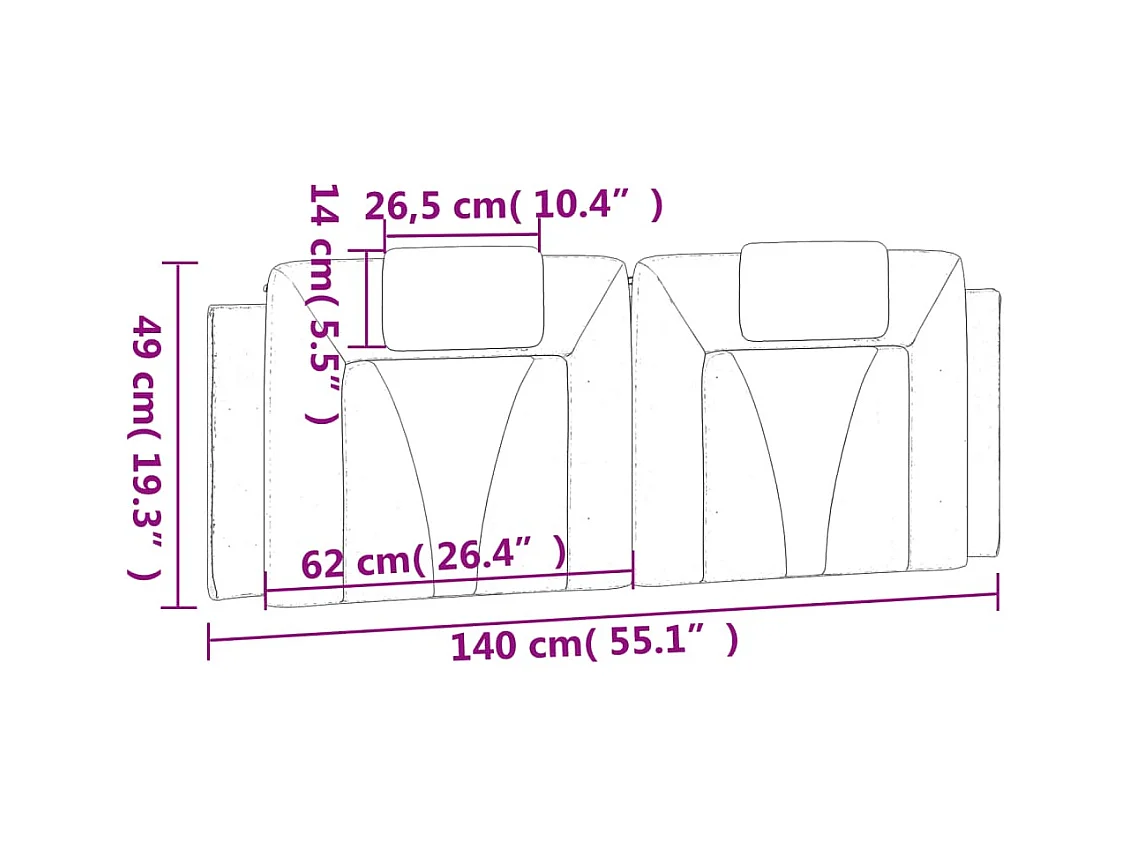 Kopfteil-Kissen "Viana" Schwarz 140 cm Kunstleder