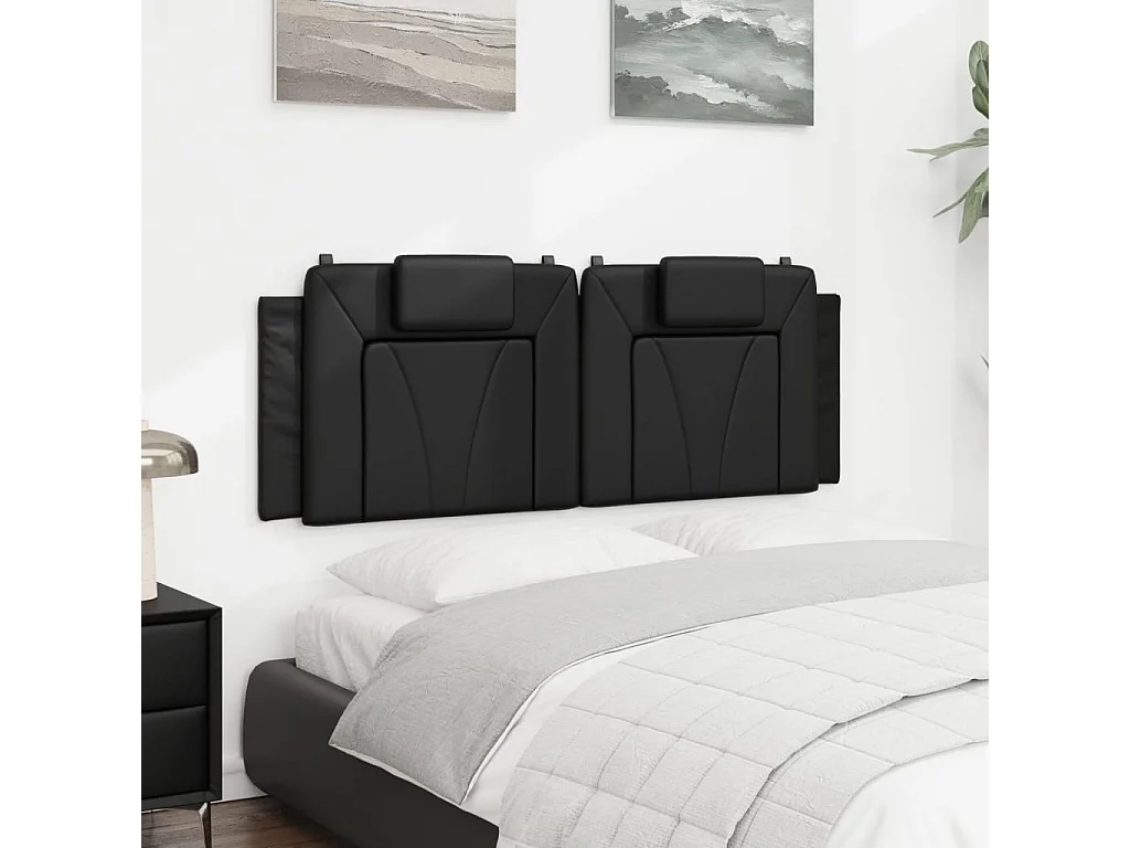 Coussin de tête de lit Viana noir 140 cm similicuir
