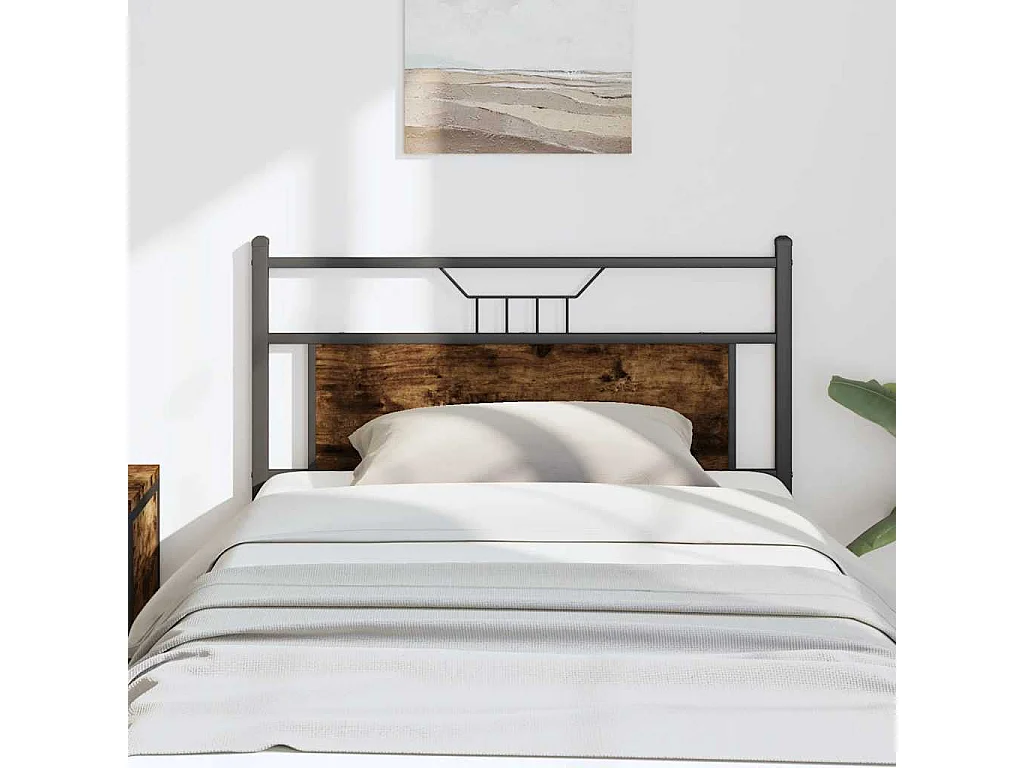 Tête de lit chêne fumé 107 cm bois d'ingénierie et acier
