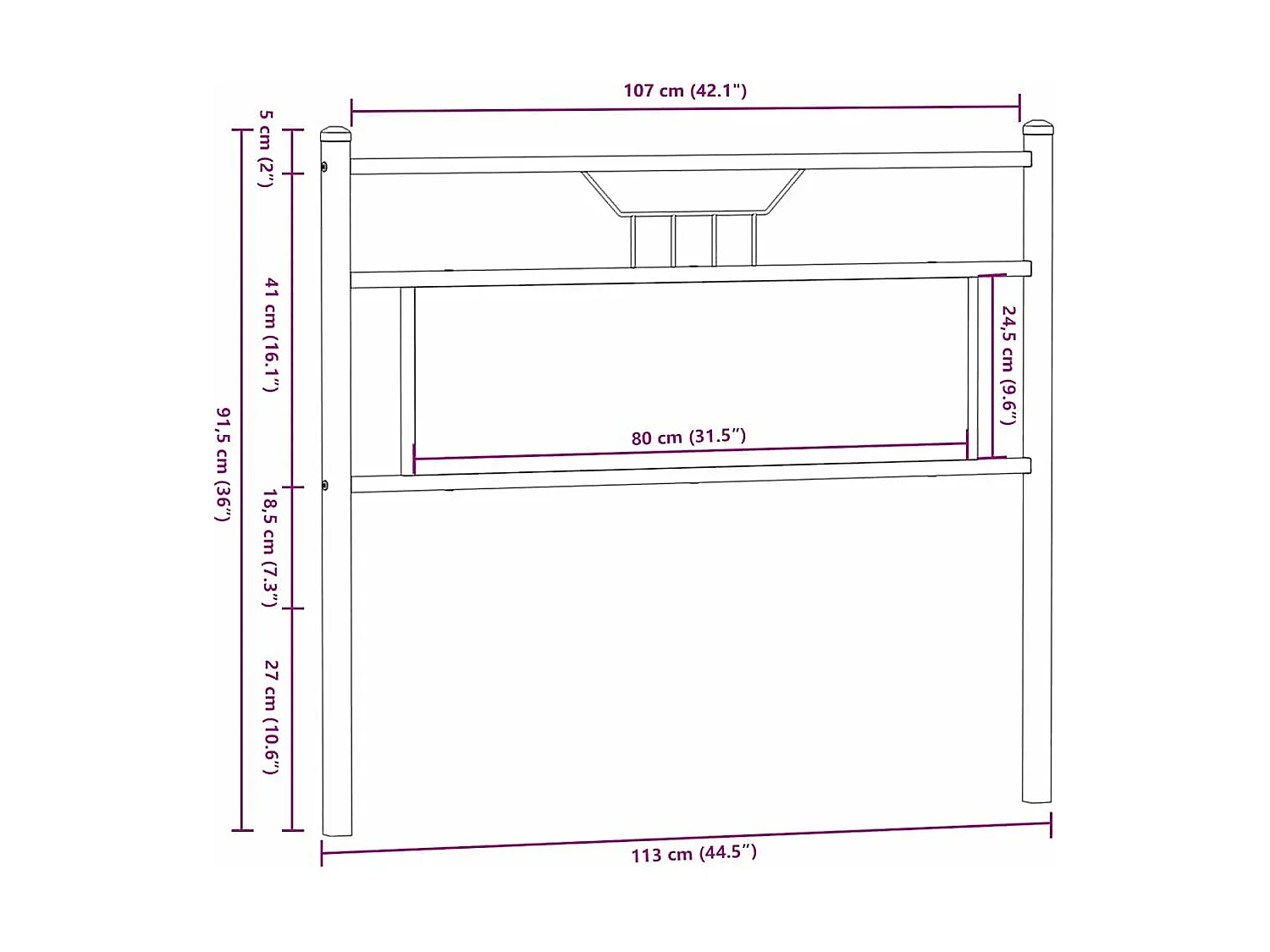Tête de lit chêne fumé 107 cm bois d'ingénierie et acier