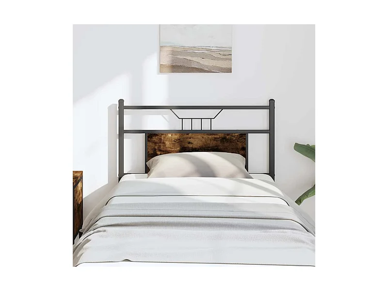 Kopfteil Räuchereiche 90 cm Holzwerkstoff und Stahl