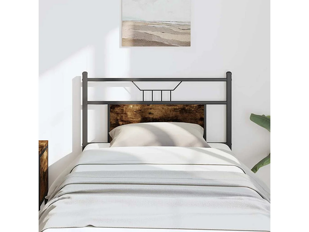 Tête de lit chêne fumé 90 cm bois d'ingénierie et acier