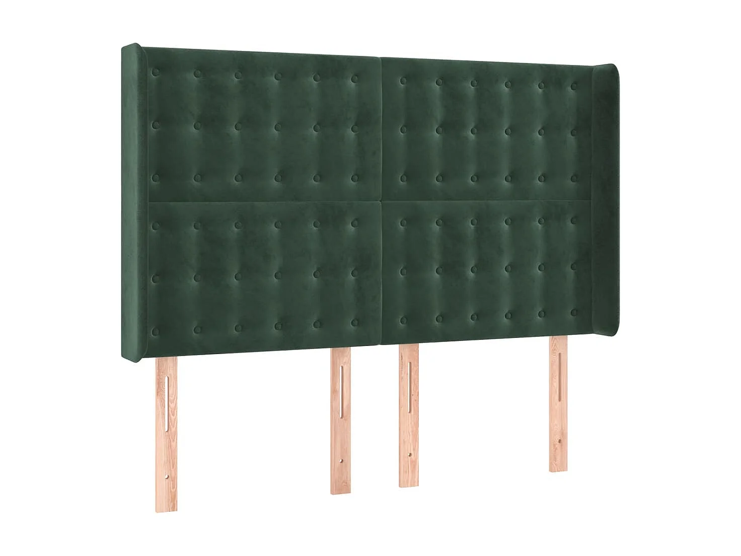 Tête de lit avec oreilles Vert foncé 147x16x118/128 cm Velours