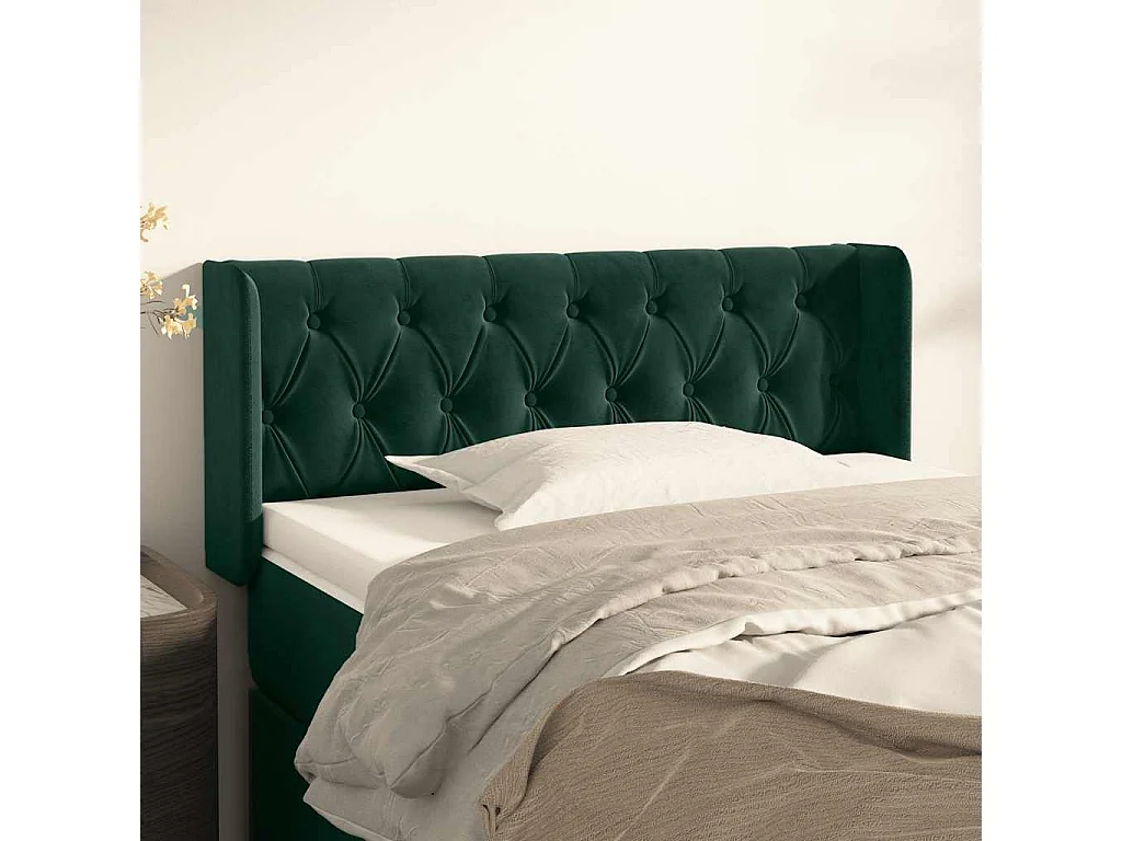 Hoofdbord met randen 103x16x78/88 cm fluweel donkergroen