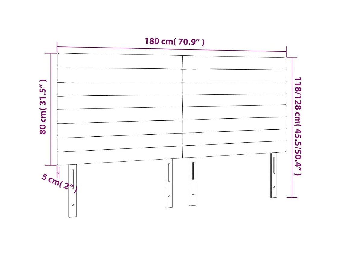 Tête de lit Bleu foncé 180 x 5 x 118/128 cm Velours