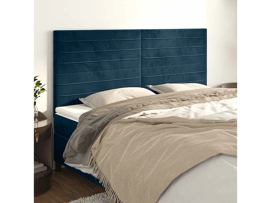 Tête de lit Bleu foncé 180 x 5 x 118/128 cm Velours