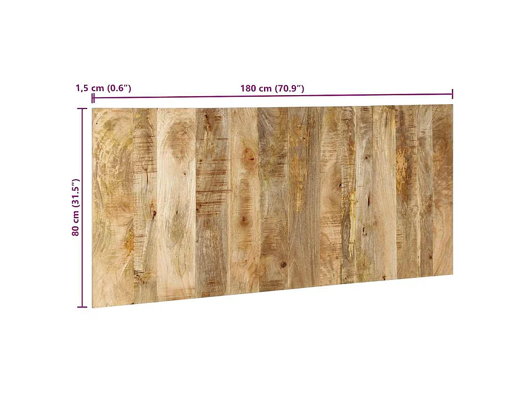 Tête de lit 180 cm bois de manguier brut massif