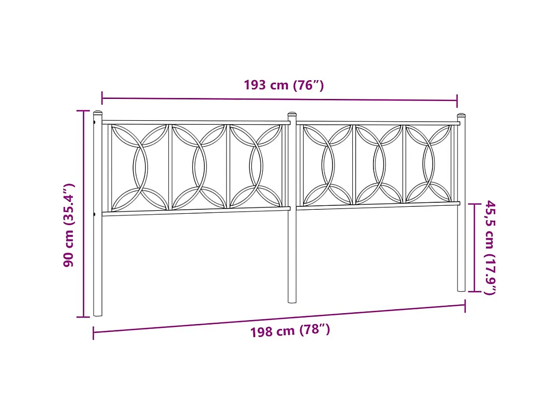 Kopfteil Metall Schwarz 193 cm