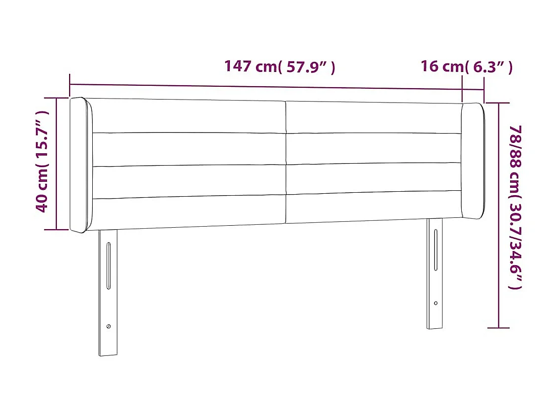 Tête de lit à LED Vert foncé 147x16x78/88 cm Velours