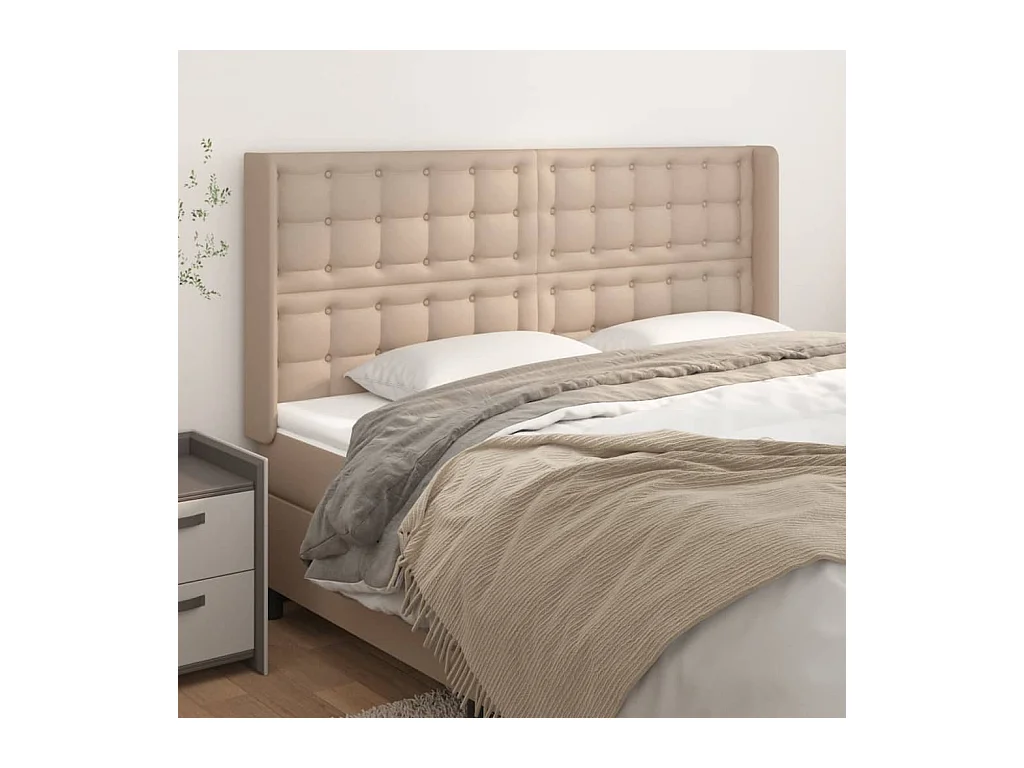 Tête de lit avec oreilles Cappuccino 203x16x118/128 cm
