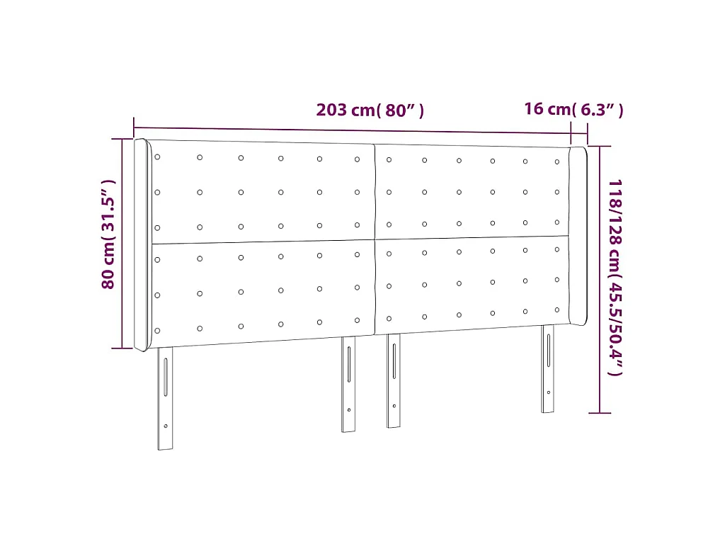 Tête de lit avec oreilles Cappuccino 203x16x118/128 cm