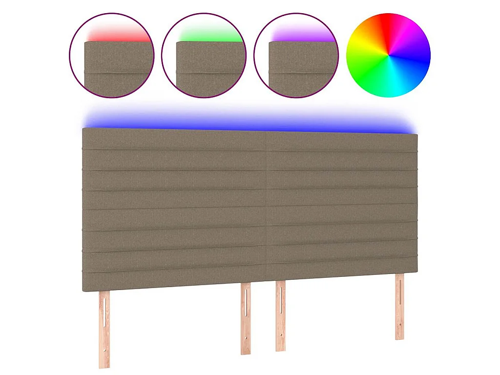 Tête de lit à LED Taupe 160x5x118/128 cm Tissu