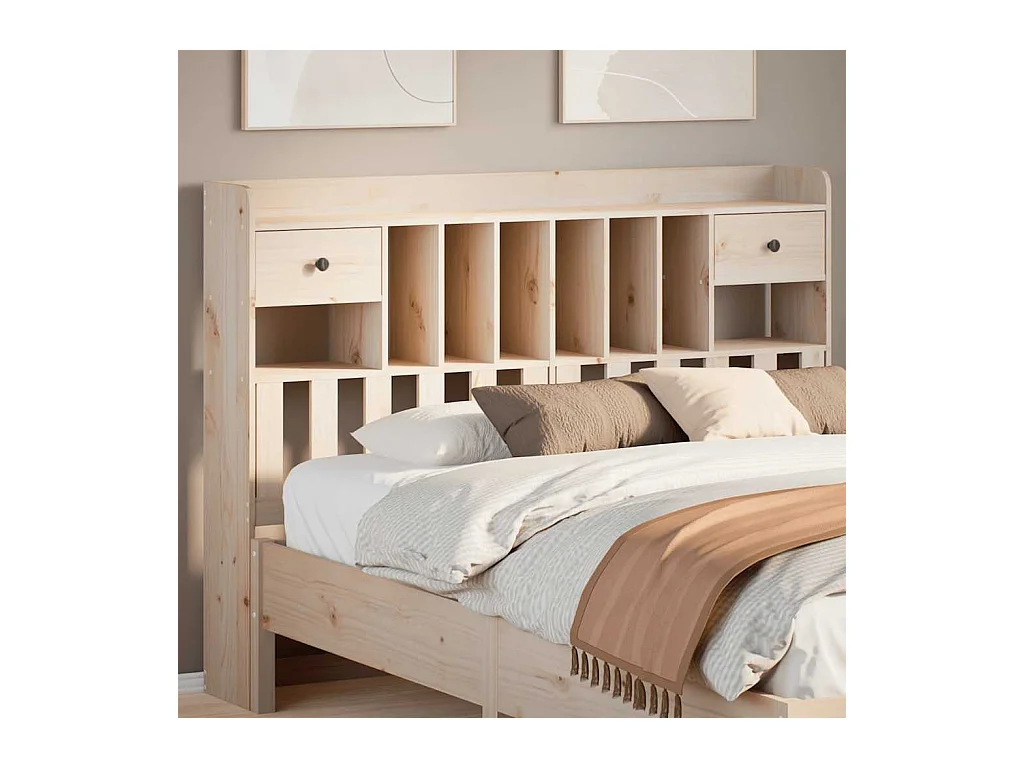 Tête de lit avec rangement 140 cm bois massif de pin