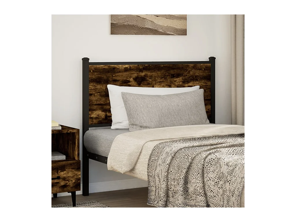 Tête de lit chêne fumé 100 cm bois d'ingénierie et acier