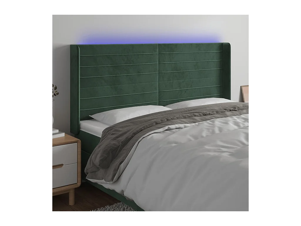 Tête de lit à LED Vert foncé 183x16x118/128 cm Velours