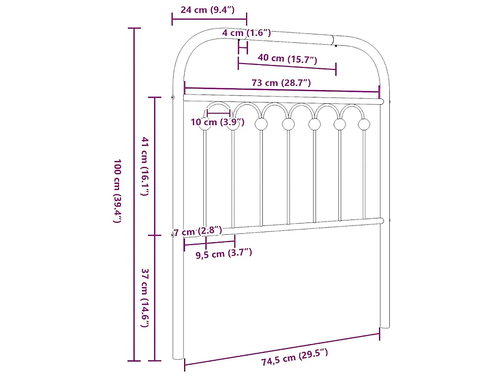 Tête de lit de remplacement métal blanc 75 cm