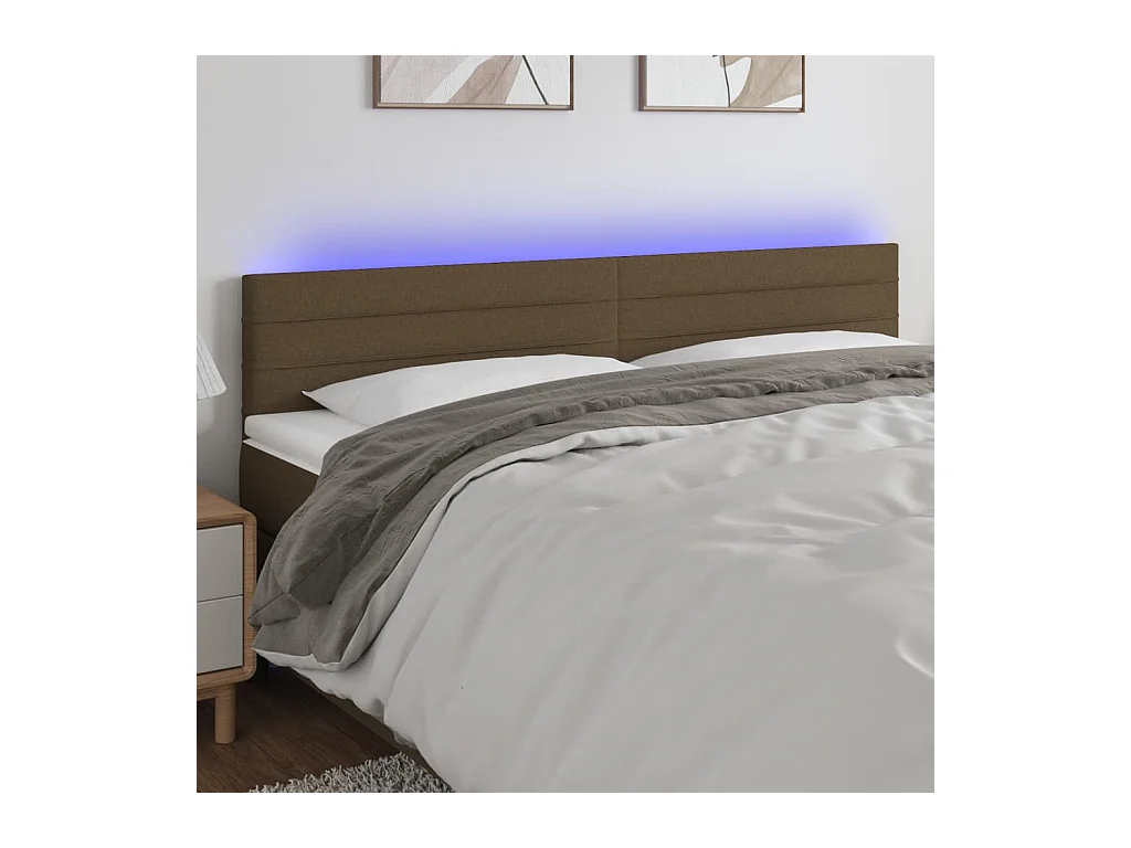 Tête de lit à LED Marron Foncé 180x5x78/88 cm Tissu