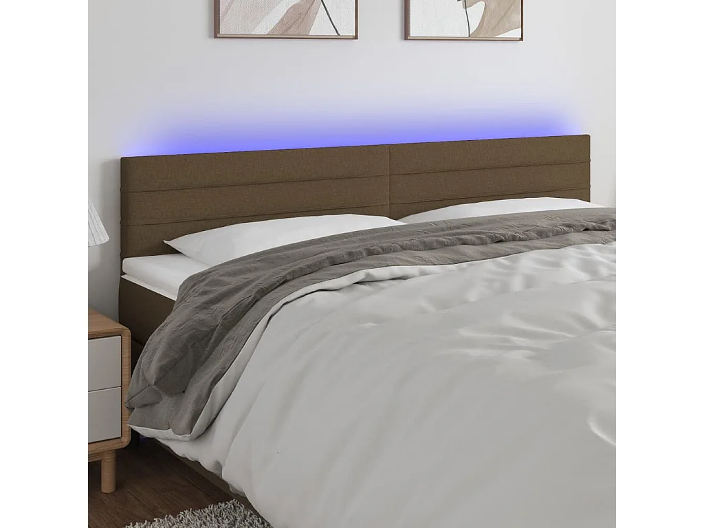 Tête de lit à LED Marron Foncé 180x5x78/88 cm Tissu