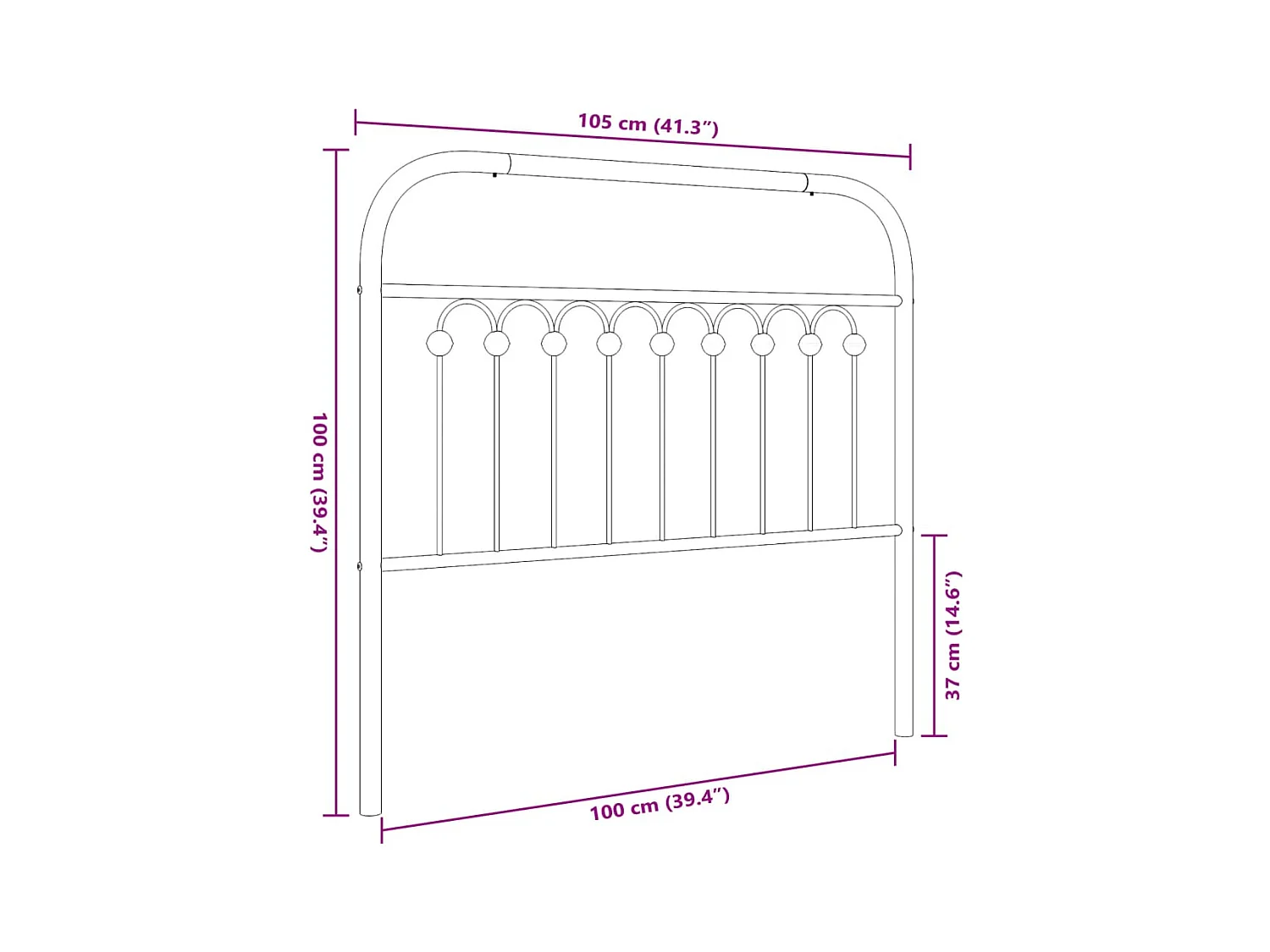 Kopfteil Metall Weiß 100 cm
