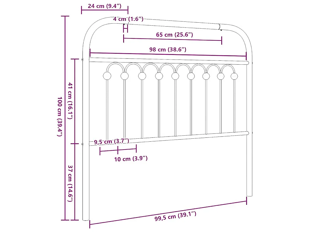 Tête de lit de remplacement métal blanc 100 cm