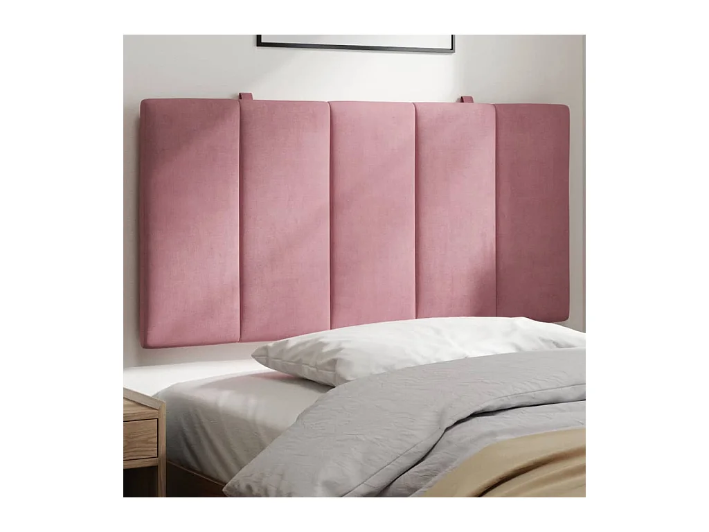 Coussin de tête de lit Hanko rose 100 cm velours