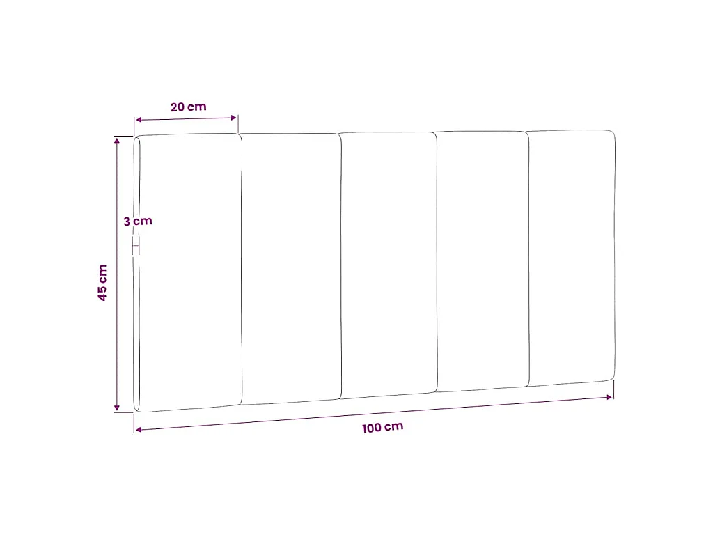 Cuscino Testiera Hanko Rosa 100 cm in Velluto