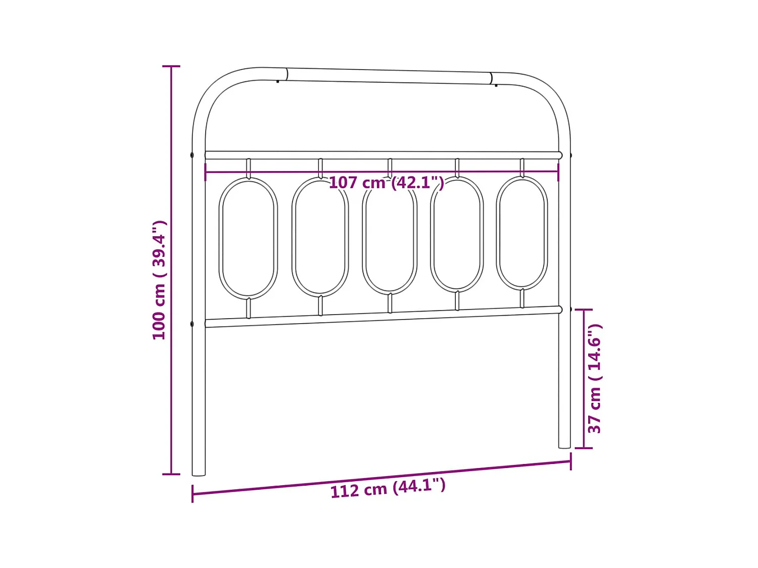 Cabeceira de cama 107 cm metal branco