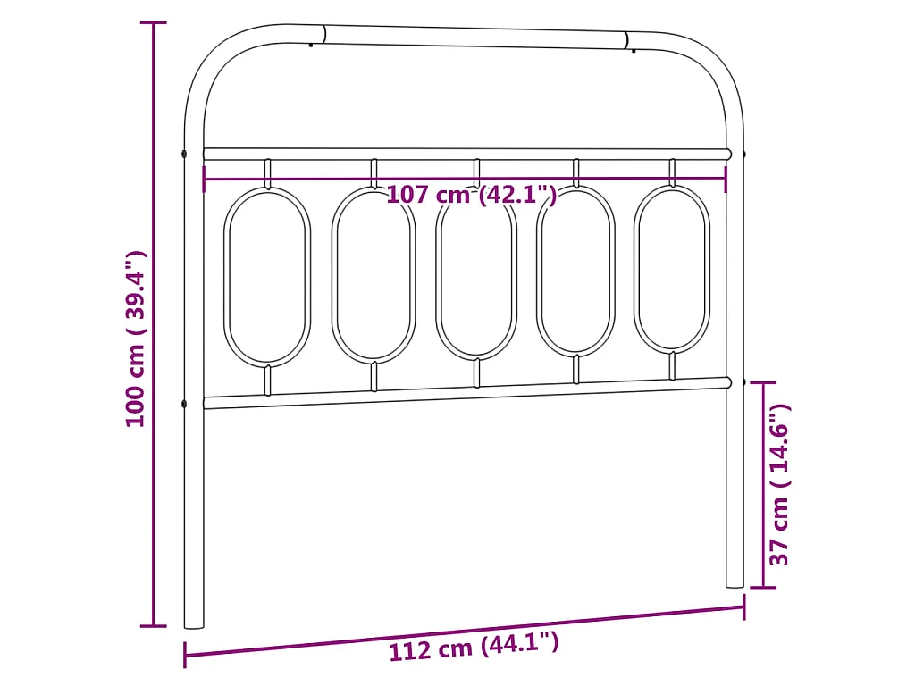 Tête de lit de remplacement métal blanc 100 cm