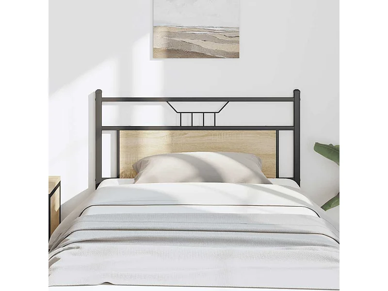 Cabecero de madera de ingeniería y acero roble Sonoma 100 cm