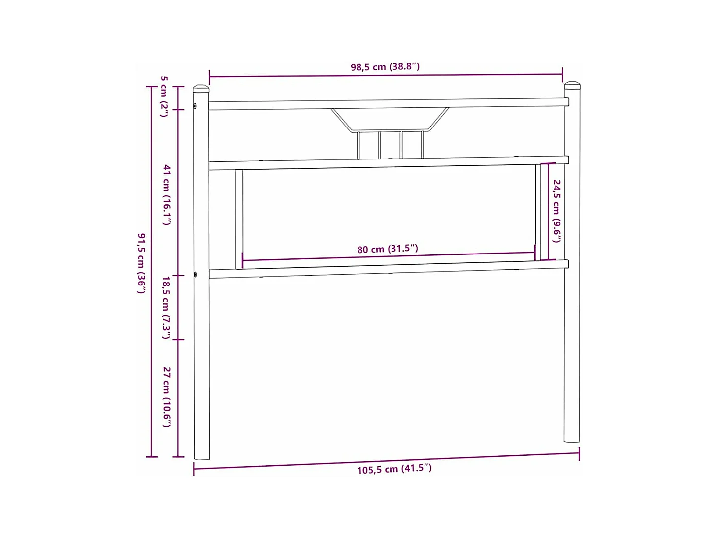 Cabecero de madera de ingeniería y acero roble Sonoma 100 cm