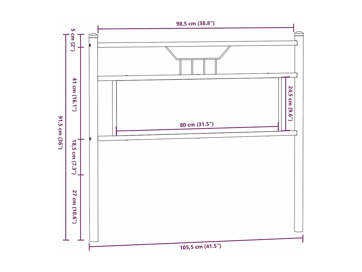 Tête de lit chêne sonoma 100 cm bois d'ingénierie et acier