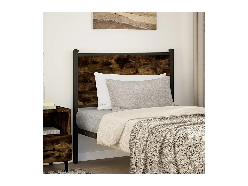 Tête de lit chêne fumé 80 cm bois d'ingénierie et acier