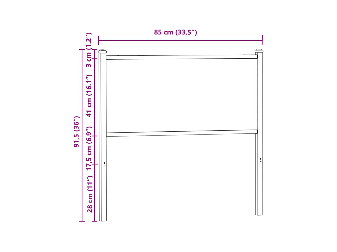 Tête de lit chêne fumé 80 cm bois d'ingénierie et acier