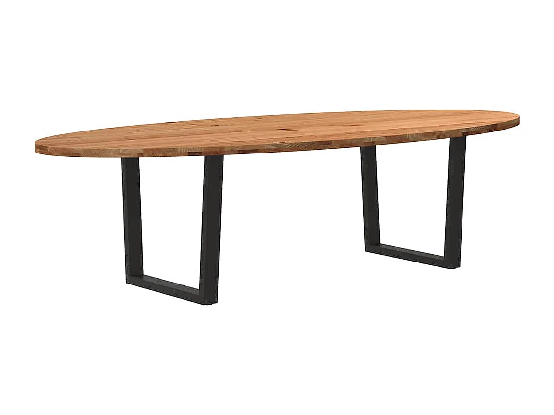 Eettafel 280x120x74 cm ovaal massief eikenhout lichtbruin