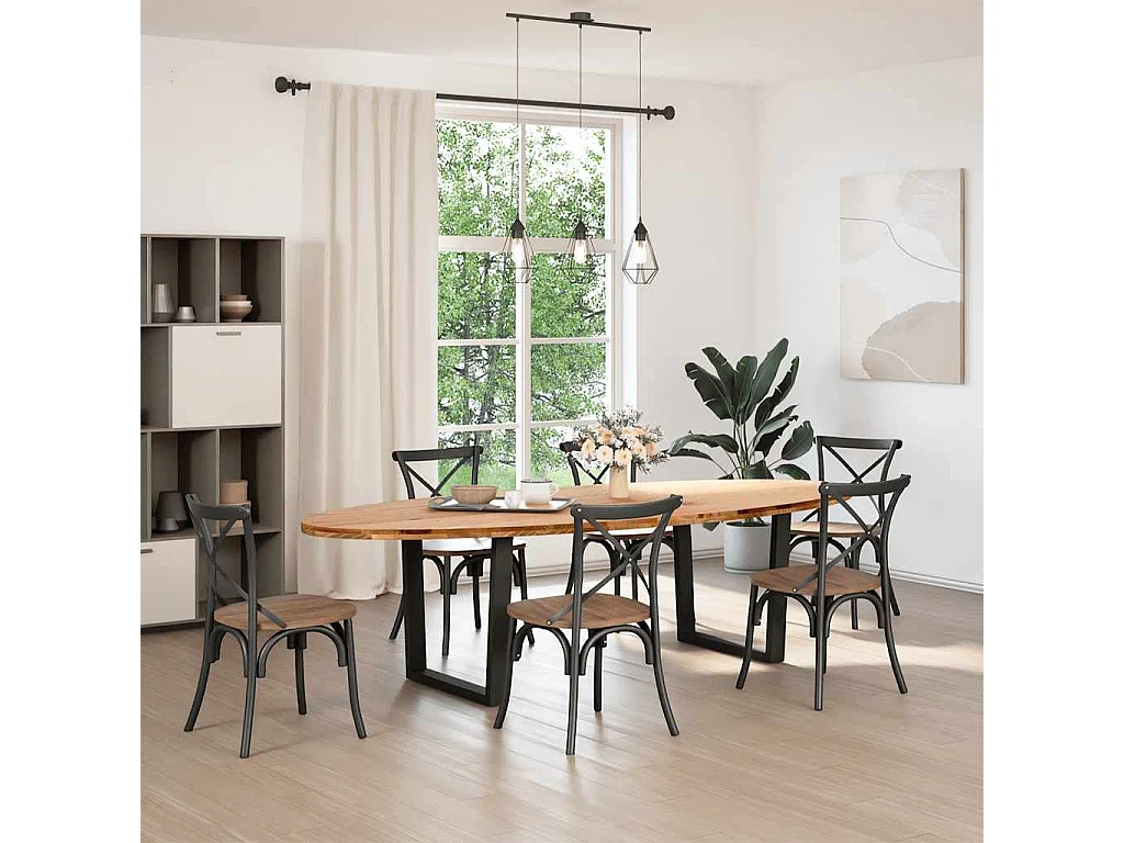 Eettafel 280x120x74 cm ovaal massief eikenhout lichtbruin