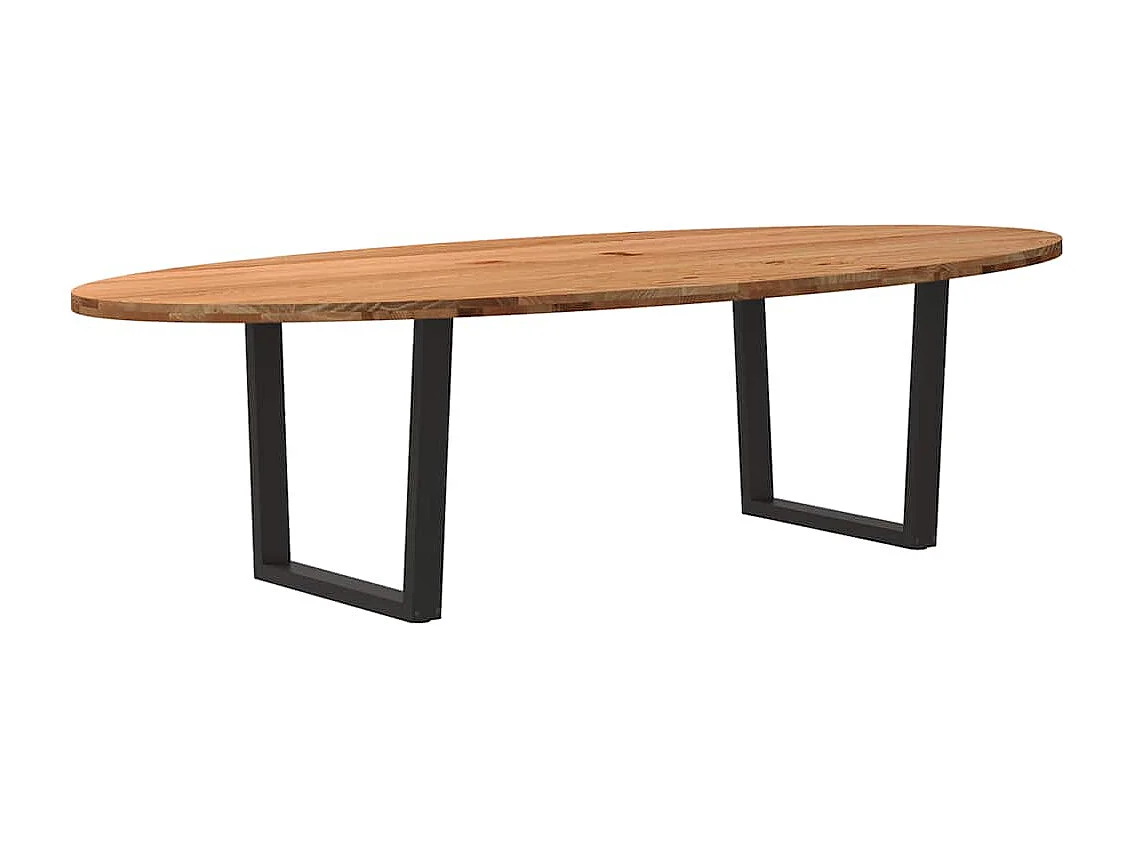 Eettafel 280x120x74 cm ovaal massief eikenhout lichtbruin