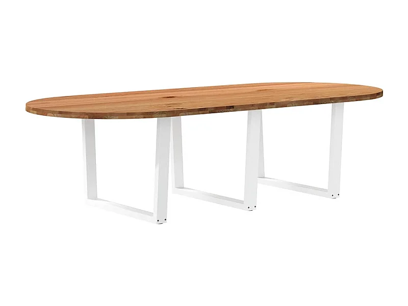 Esstisch Hellbraun 280x120x74 cm Massivholz Eiche Oval