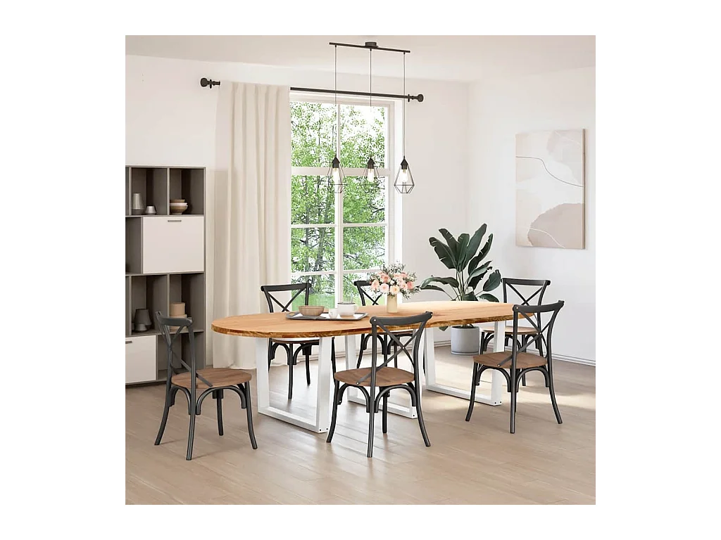 Esstisch Hellbraun 280x120x74 cm Massivholz Eiche Oval