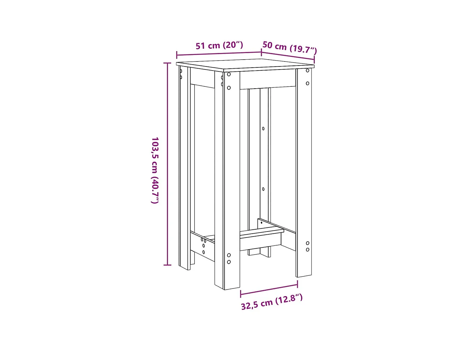 Tavolo da Bar Rovere Fumo 51x50x103,5 cm in Legno Multistrato