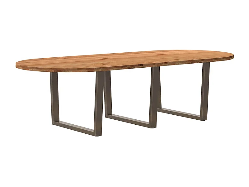 Esstisch Hellbraun 280x120x74 cm Massivholz Eiche Oval