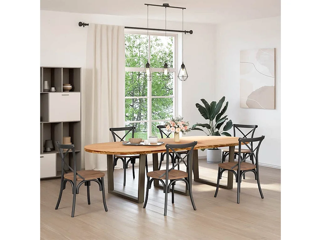 Eettafel 280x120x74 cm ovaal massief eikenhout lichtbruin