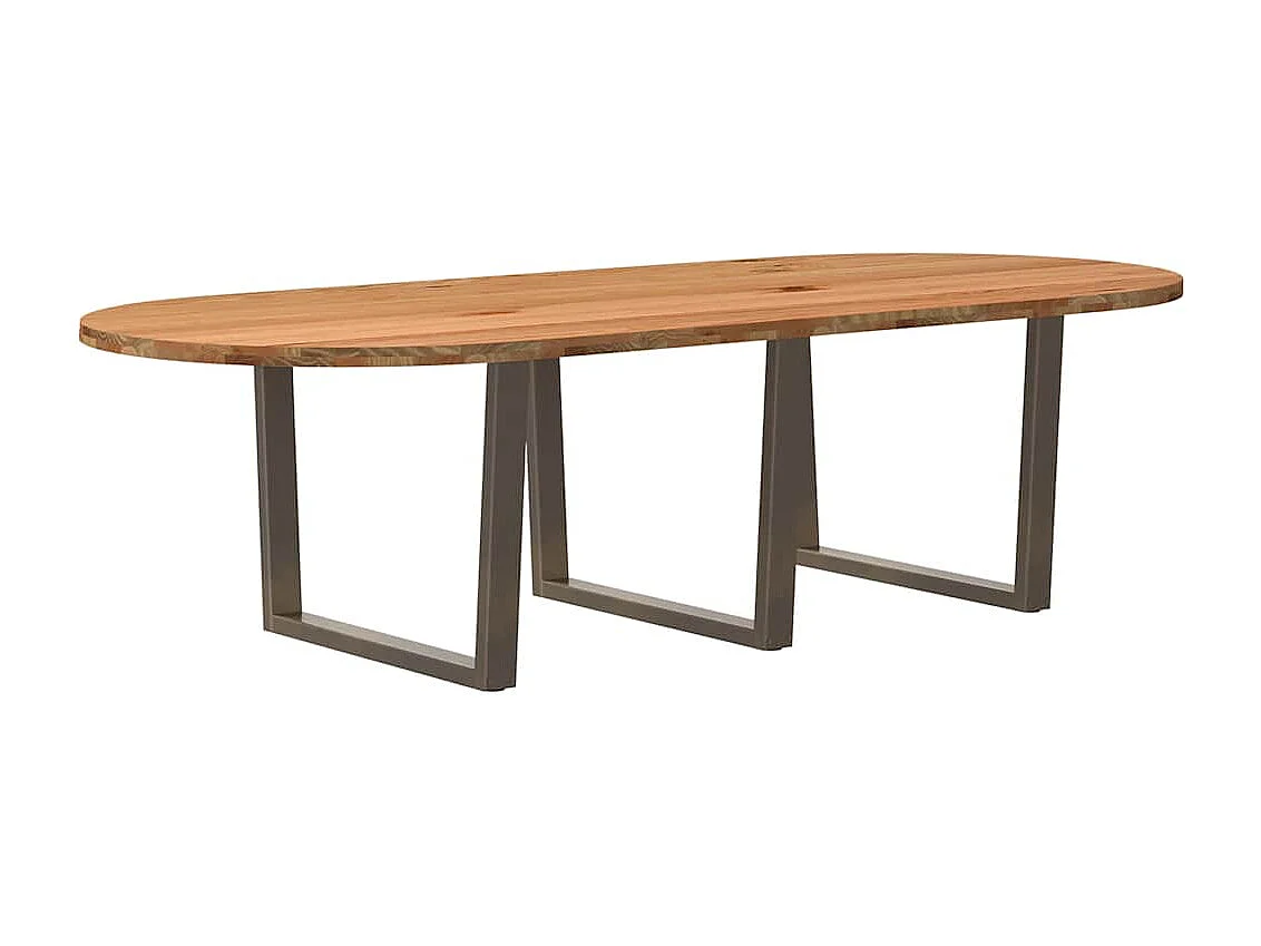 Eettafel 280x120x74 cm ovaal massief eikenhout lichtbruin