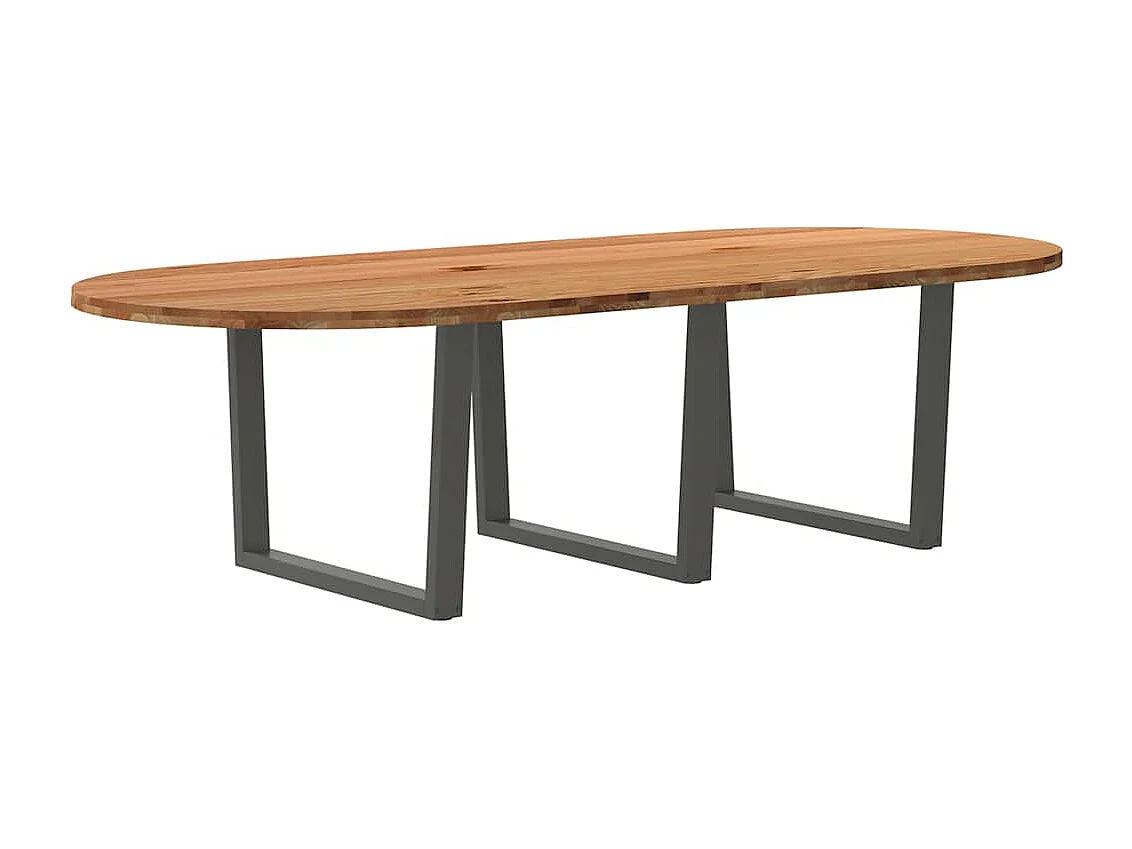 Esstisch Hellbraun 280x120x74 cm Massivholz Eiche Oval
